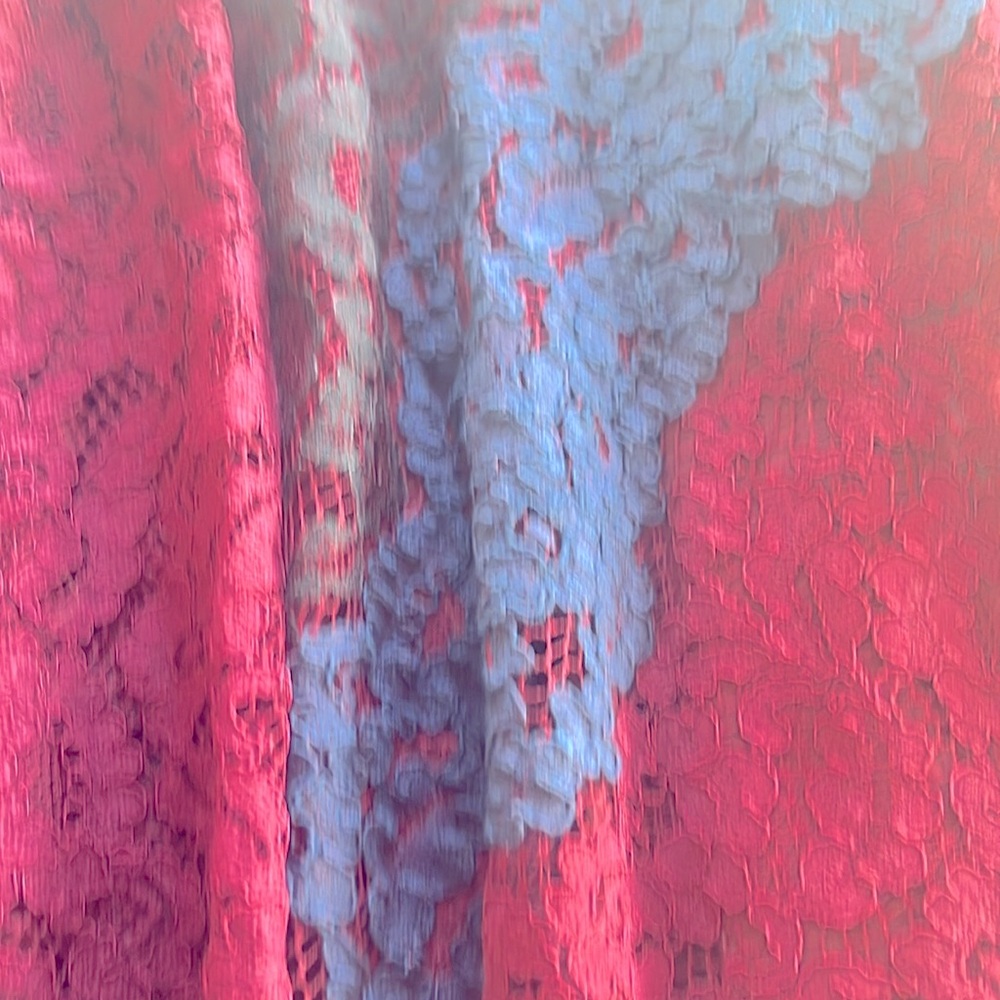 Elegant Lace Patchwork Skirt - Burgundy and Navy - Picture 2 of 2